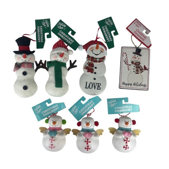Holiday Style Set Of 7 Snowman Christmas Ornaments Assorted New - Picture 1 of 9